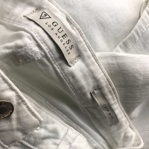 Guess Jeans + Mid-Rise Crop + White Wash + Size 26 - Picture 4 of 5